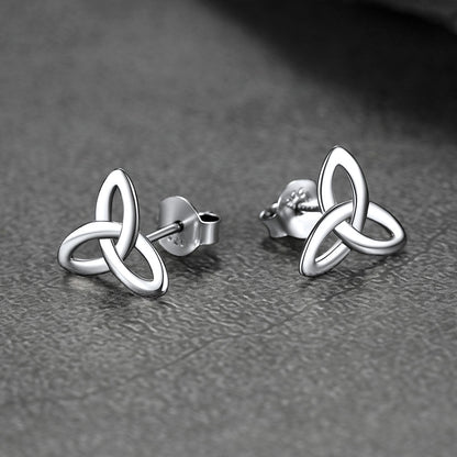 Silver Celtic Knot Stud Earrings for