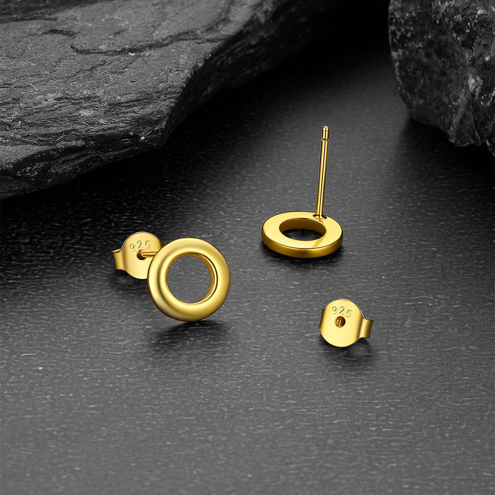Sterling Silver Classic Circle Stud Earrings for