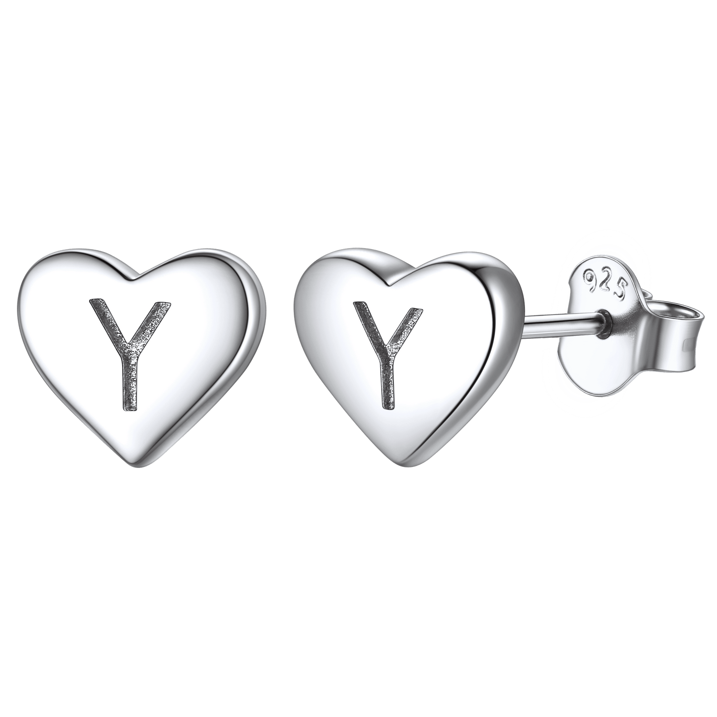 Sterling Silver Heart Initial Letter Stud Earrings for Girl Baby