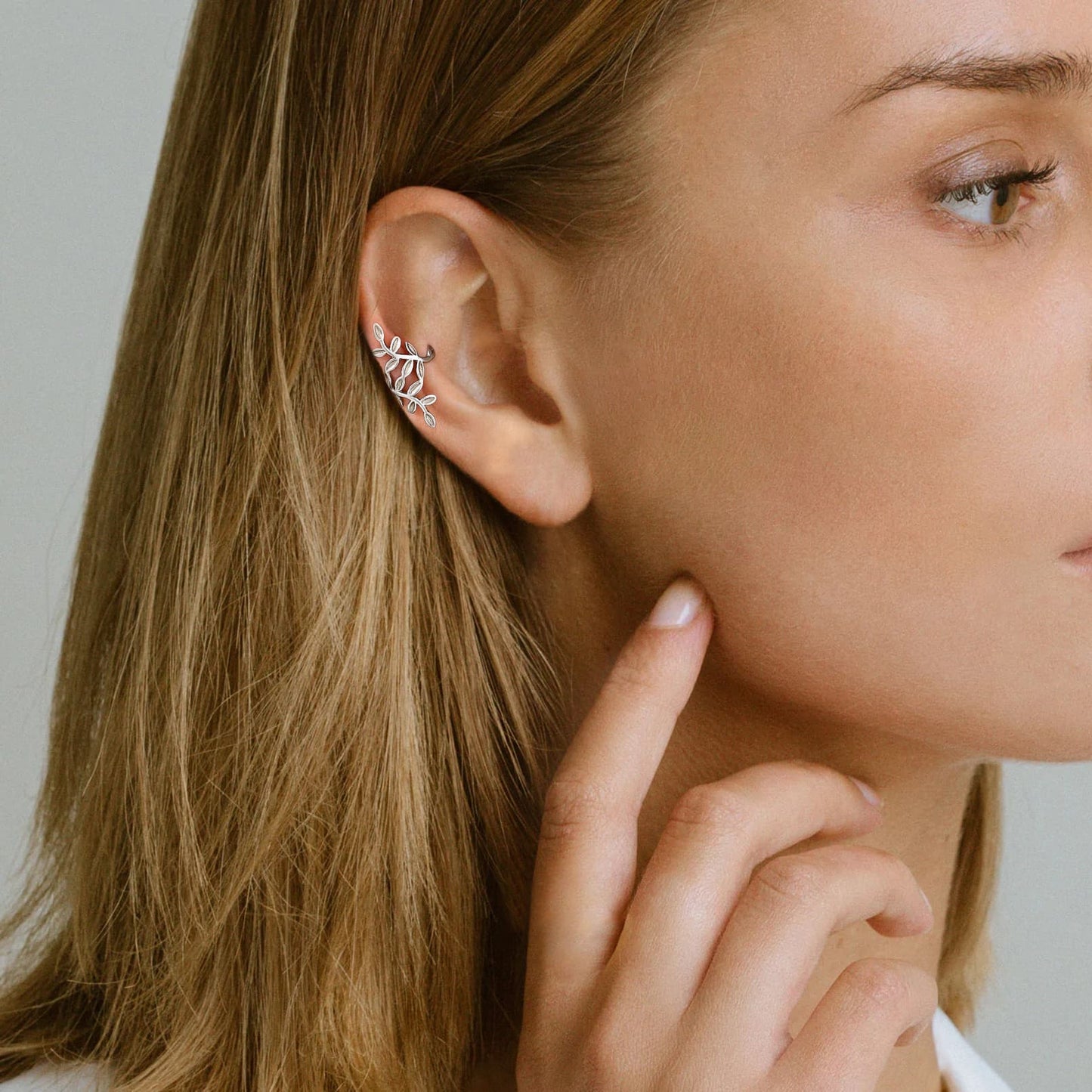 Sterling Silver Leaf Non Piercing Clip on Cartilage Ear Cuff Earrings 1pc