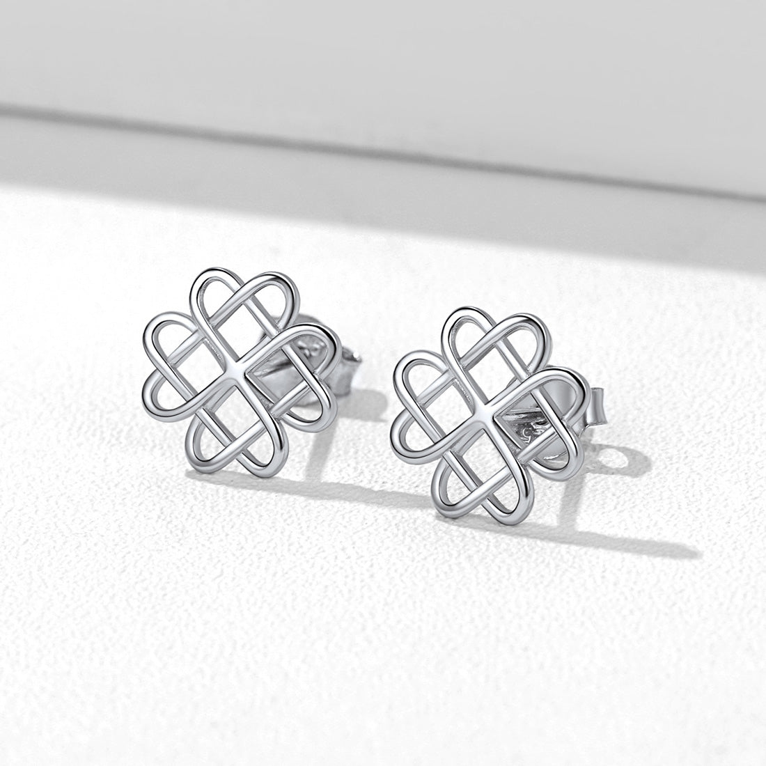 Silver Celtic Love Knot Stud Earrings for
