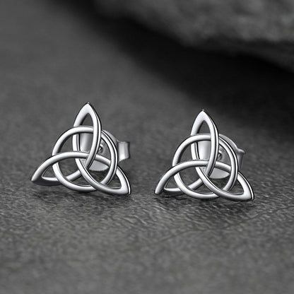 Sterling Silver Celtic Triquetra Stud Earrings for
