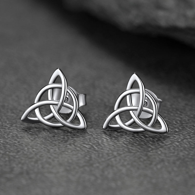 Sterling Silver Celtic Triquetra Stud Earrings for