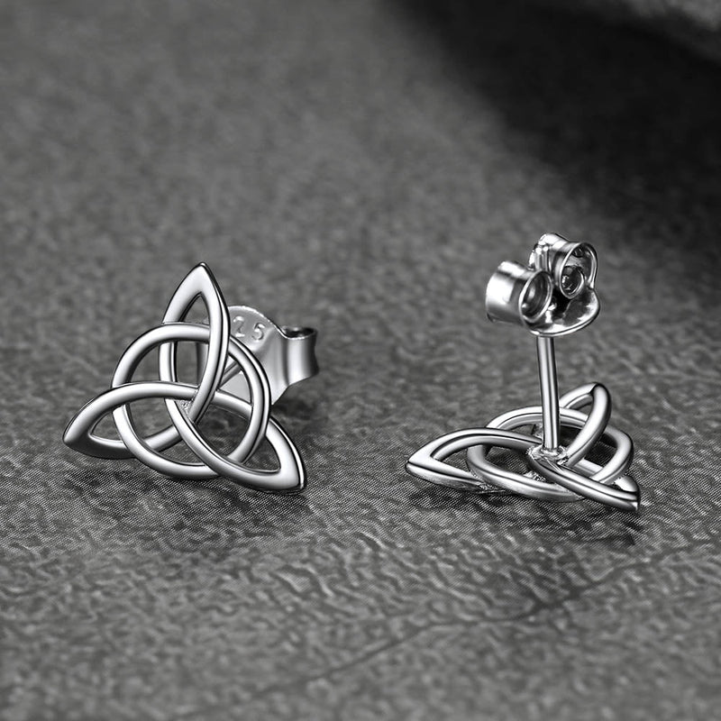 Sterling Silver Celtic Triquetra Stud Earrings for