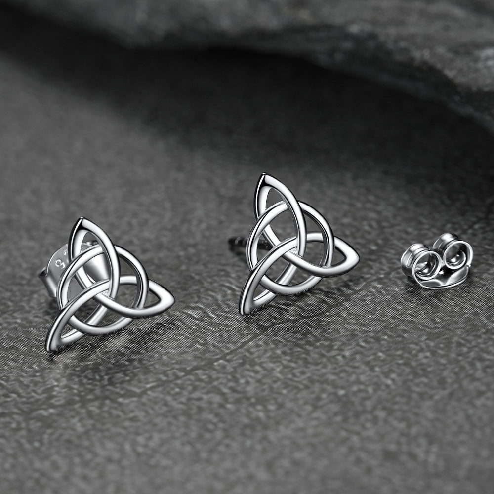 Sterling Silver Celtic Triquetra Stud Earrings for
