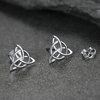 Sterling Silver Celtic Triquetra Stud Earrings for