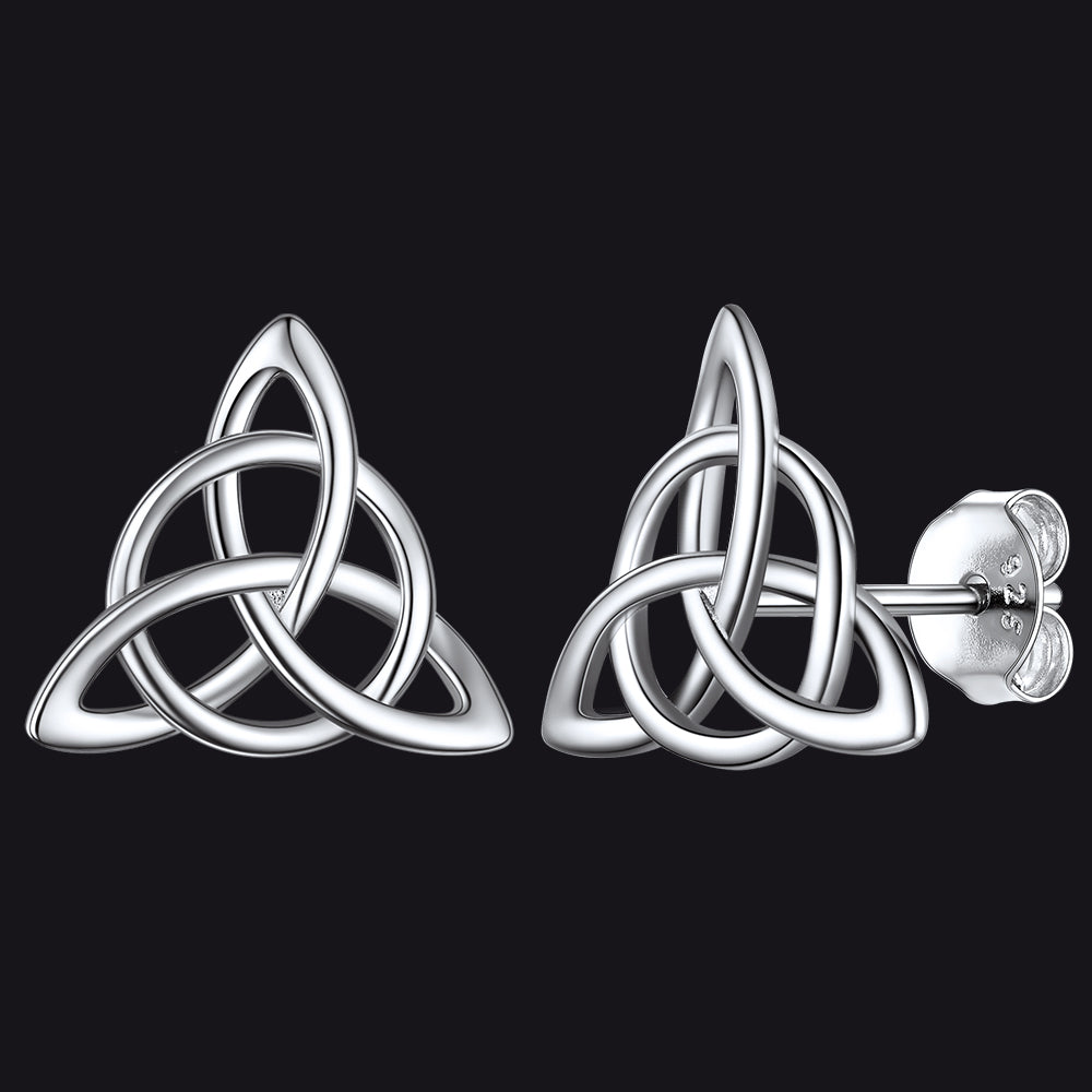 Sterling Silver Celtic Triquetra Stud Earrings for