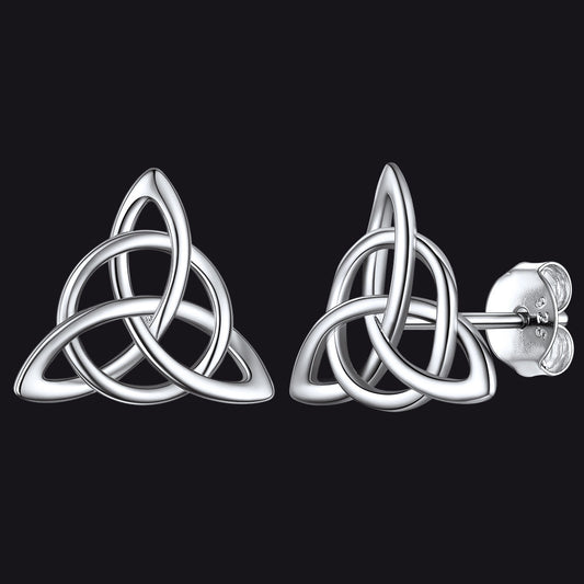 Sterling Silver Celtic Triquetra Stud Earrings for