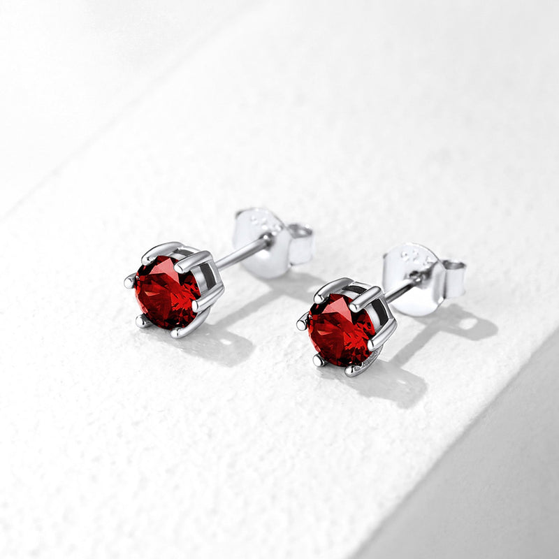 925 Sterling Silver Birthstone Stud Earrings for