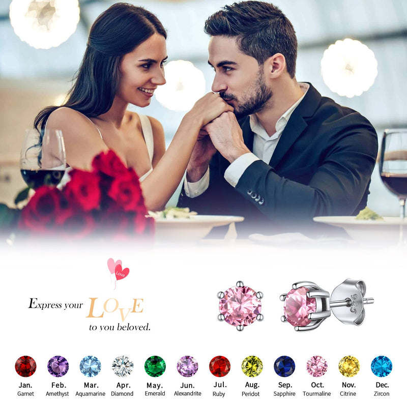 925 Sterling Silver Birthstone Stud Earrings for
