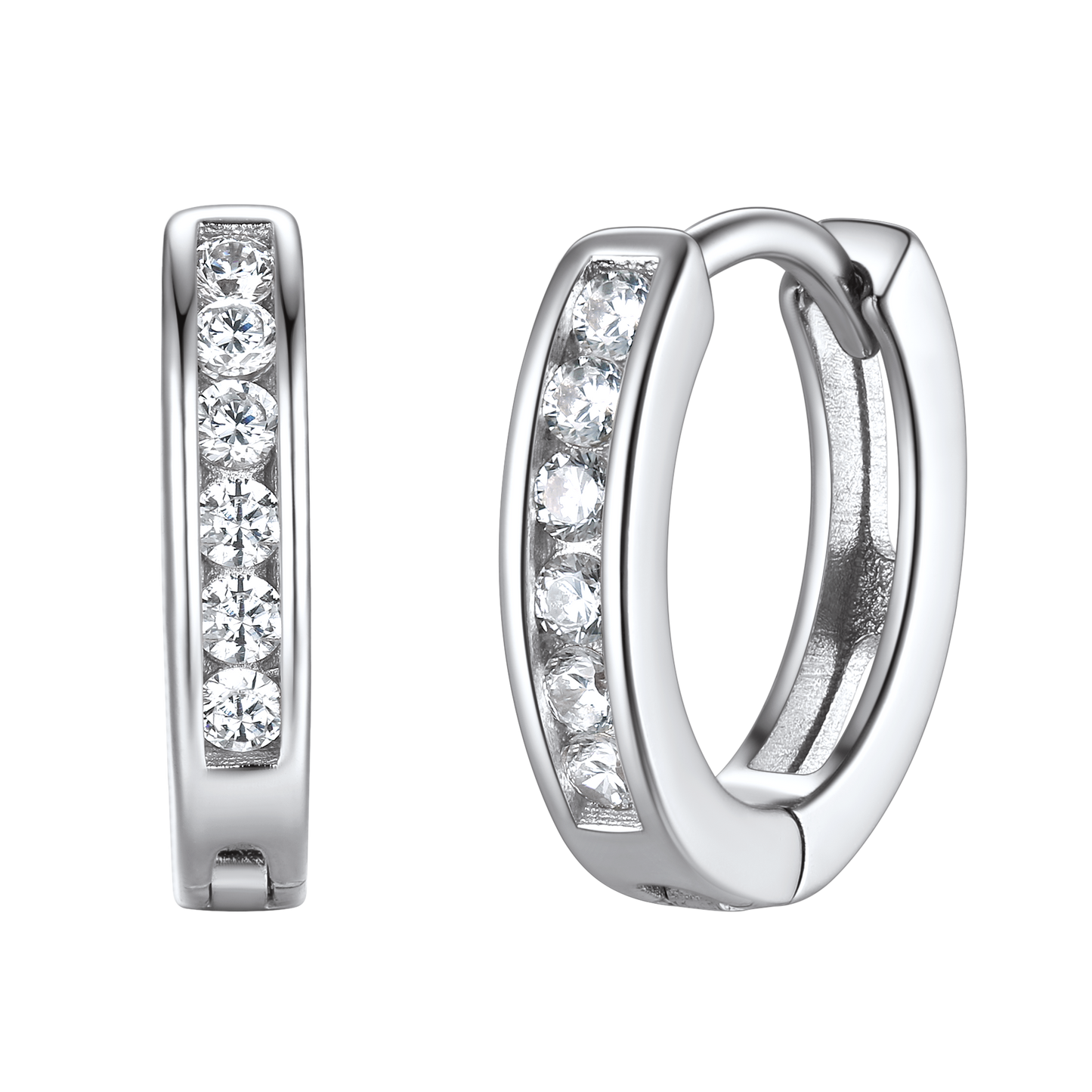 Sterling Silver Black Onyx Huggie Hoop Earrings for