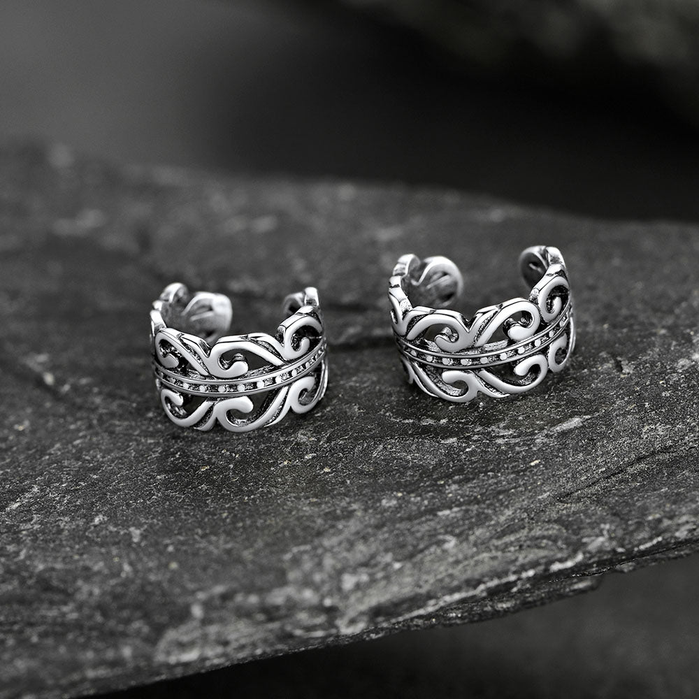 Silver Celtic Ear Cuff Earrings for