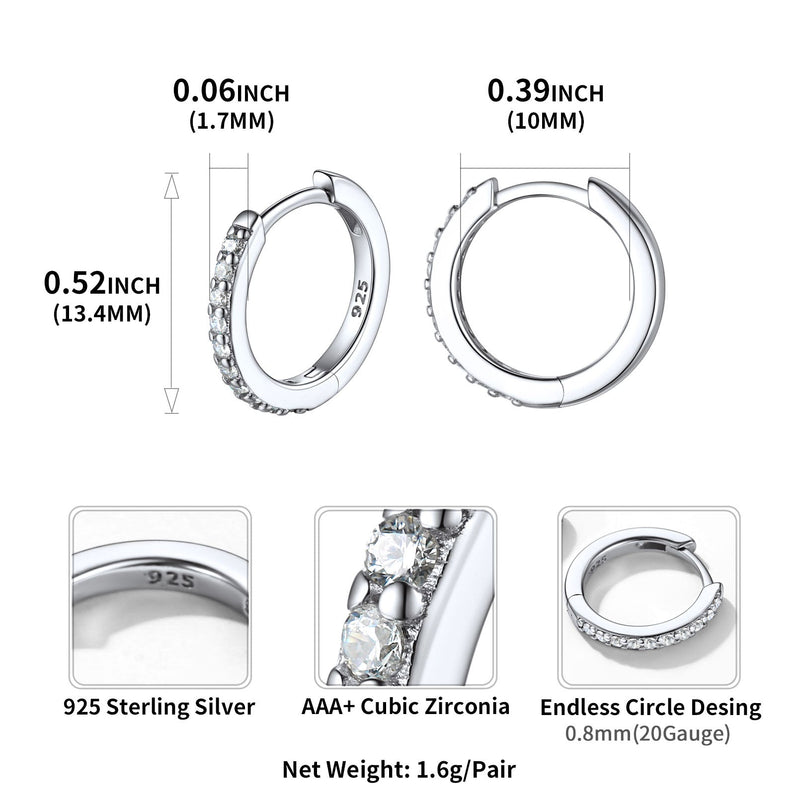 Sparkling Diamond Cartilage Huggie Hoop Earrings for in Sterling Silver