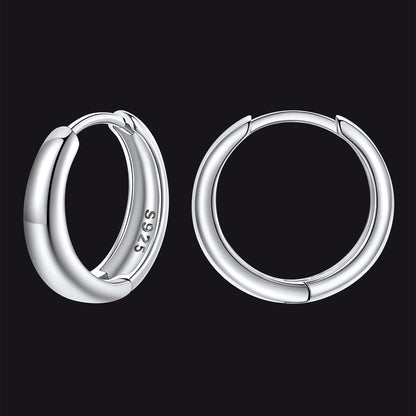 Simple Sterling Silver Thick Huggie Hoop Earrings for