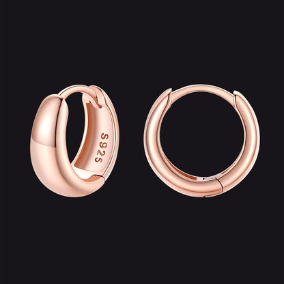 Simple Sterling Silver Thick Huggie Hoop Earrings for