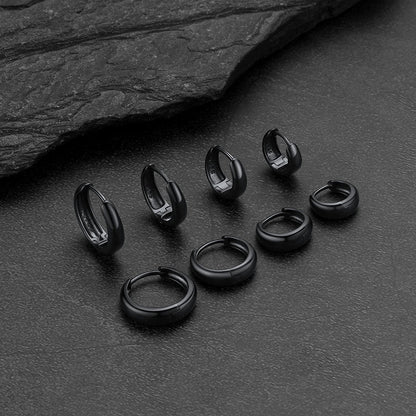 Simple Sterling Silver Thick Huggie Hoop Earrings for