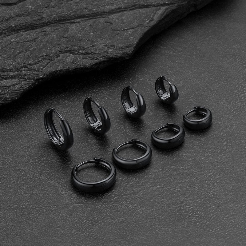 Simple Sterling Silver Thick Huggie Hoop Earrings for