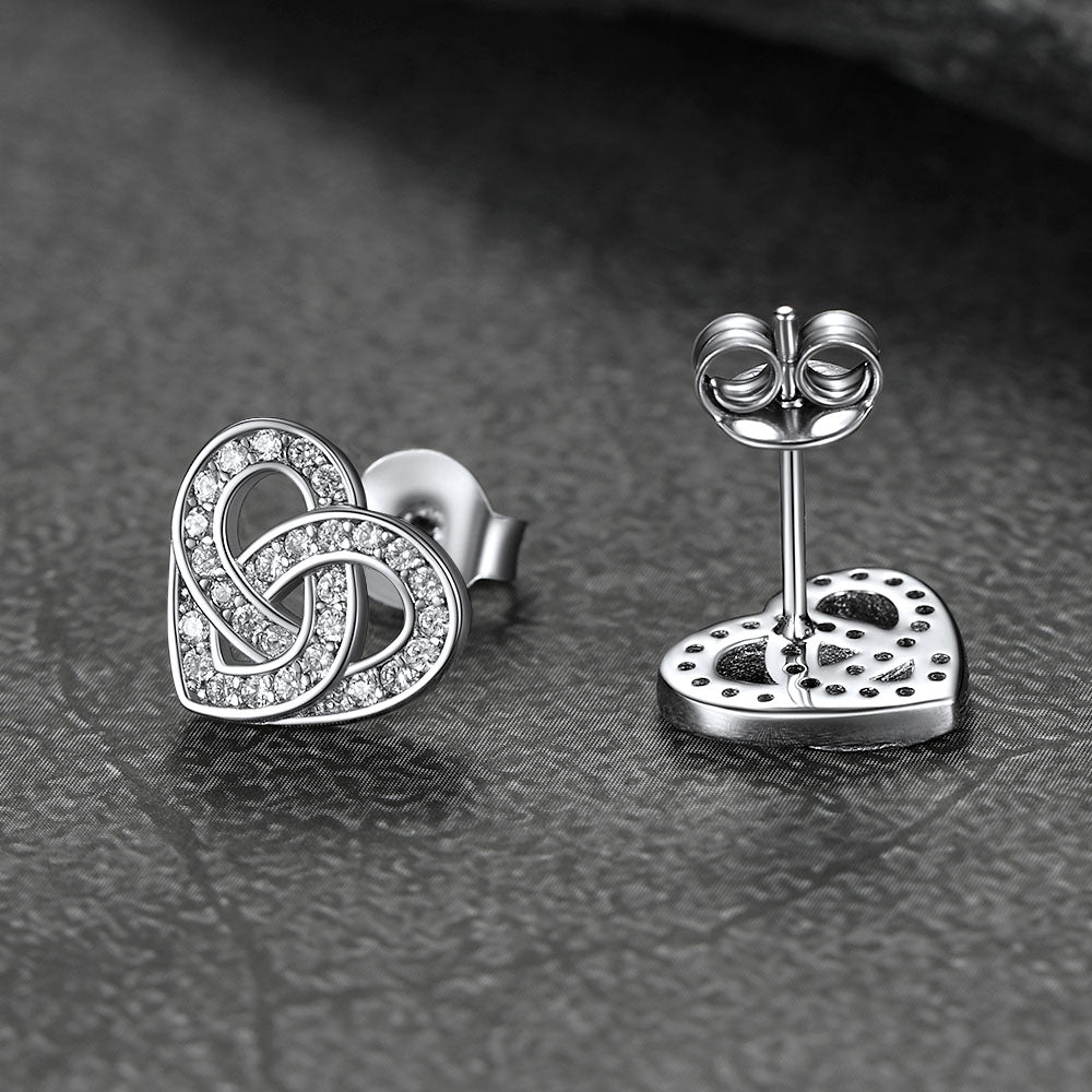Zirconia Celtic Heart Stud Earrings for in Silver