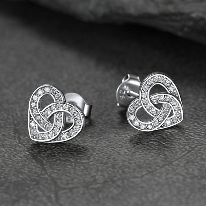 Zirconia Celtic Heart Stud Earrings for in Silver