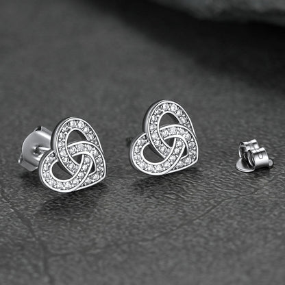 Zirconia Celtic Heart Stud Earrings for in Silver