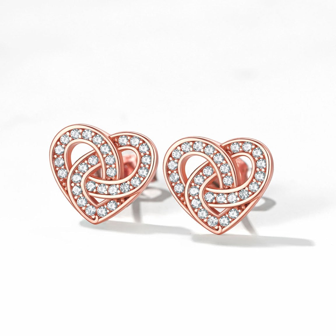 Zirconia Celtic Heart Stud Earrings for in Silver