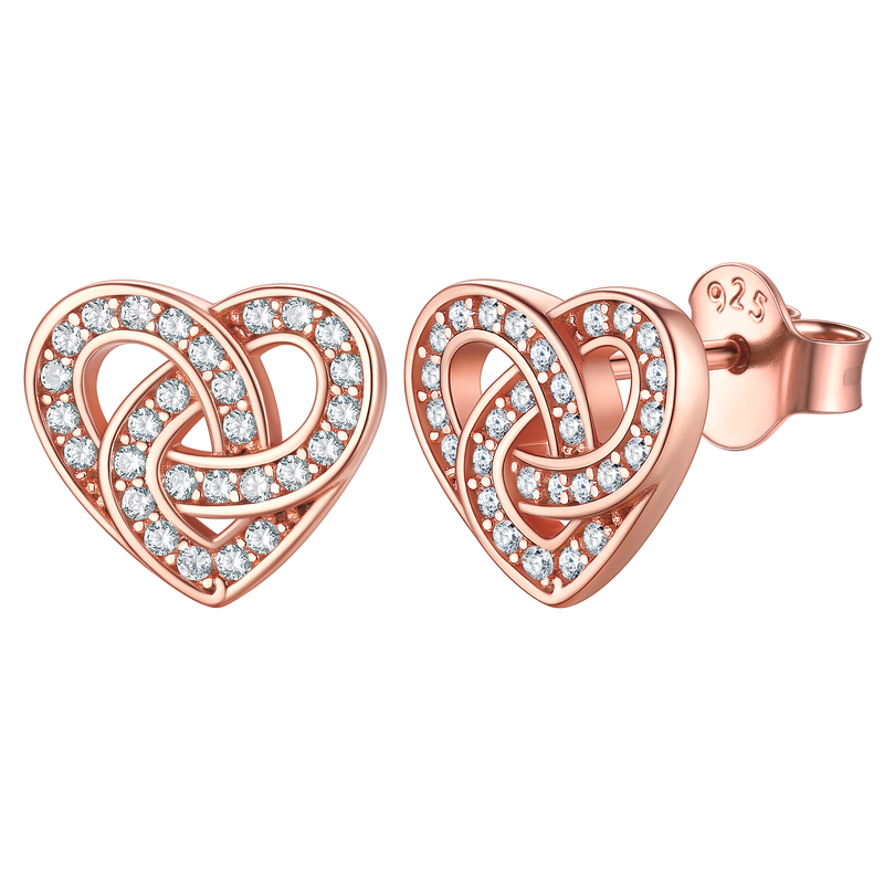 Zirconia Celtic Heart Stud Earrings for in Silver