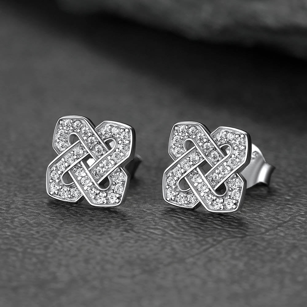 Cubic Zirconia Celtic Knot Earrings for in Silver