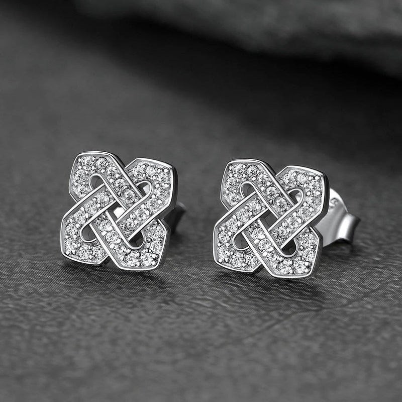Cubic Zirconia Celtic Knot Earrings for in Silver