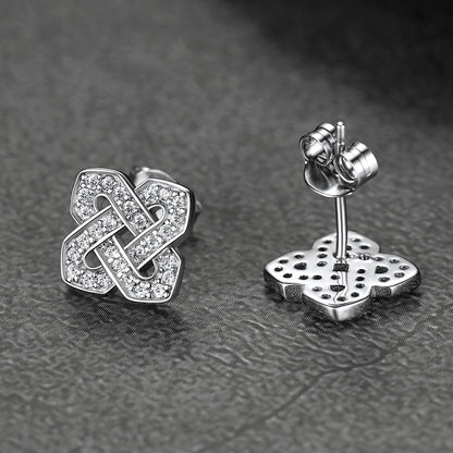 Cubic Zirconia Celtic Knot Earrings for in Silver