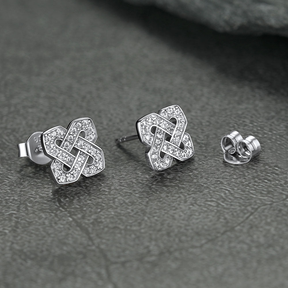 Cubic Zirconia Celtic Knot Earrings for in Silver