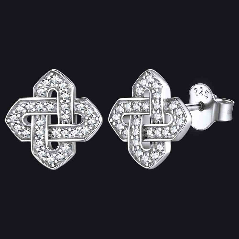 Cubic Zirconia Celtic Knot Earrings for in Silver