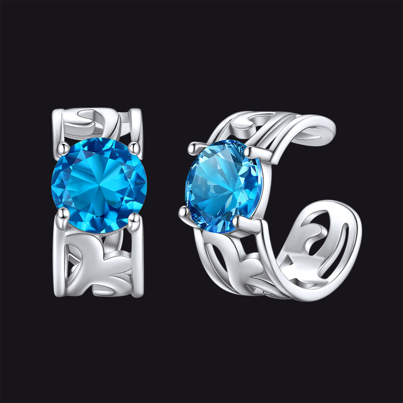 Sterling Silver Celtic Birthstone Ear Cuffs Earrings for