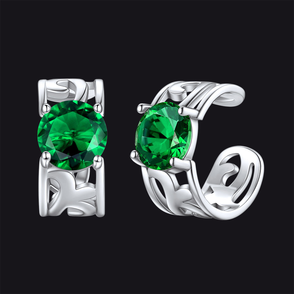 Sterling Silver Celtic Birthstone Ear Cuffs Earrings for