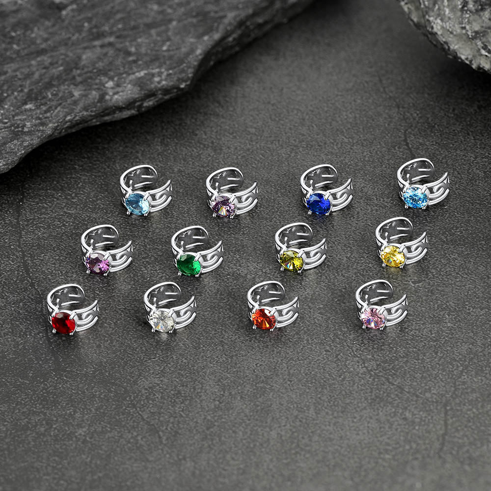 Sterling Silver Celtic Birthstone Ear Cuffs Earrings for