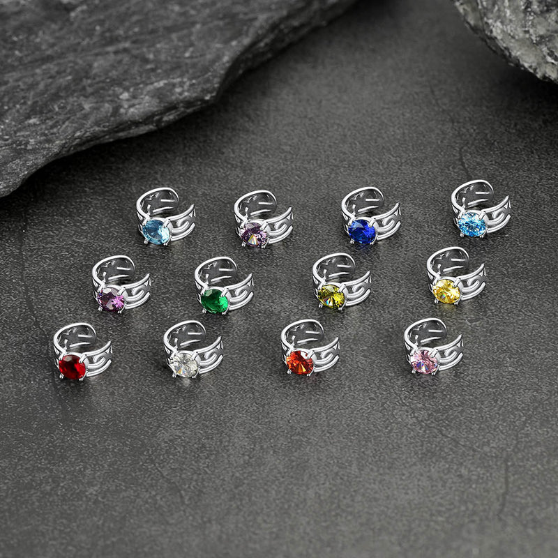 Sterling Silver Celtic Birthstone Ear Cuffs Earrings for
