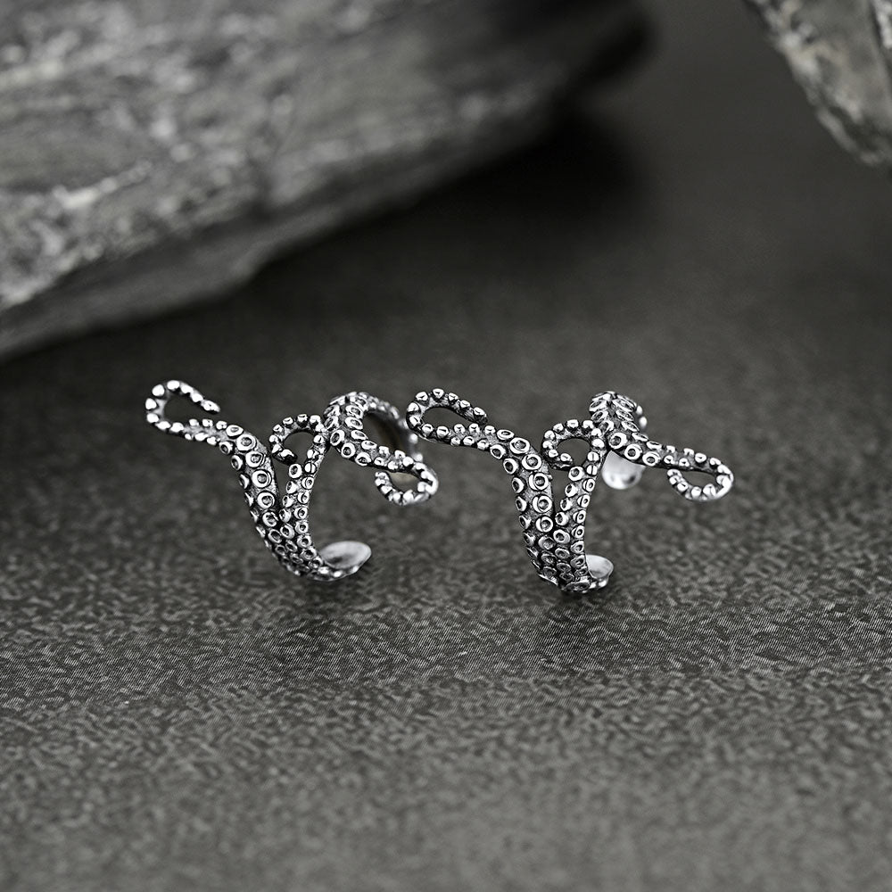 Sterling Silver Octopus Ear Cuff Earrings for