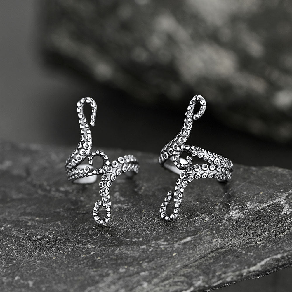 Sterling Silver Octopus Ear Cuff Earrings for