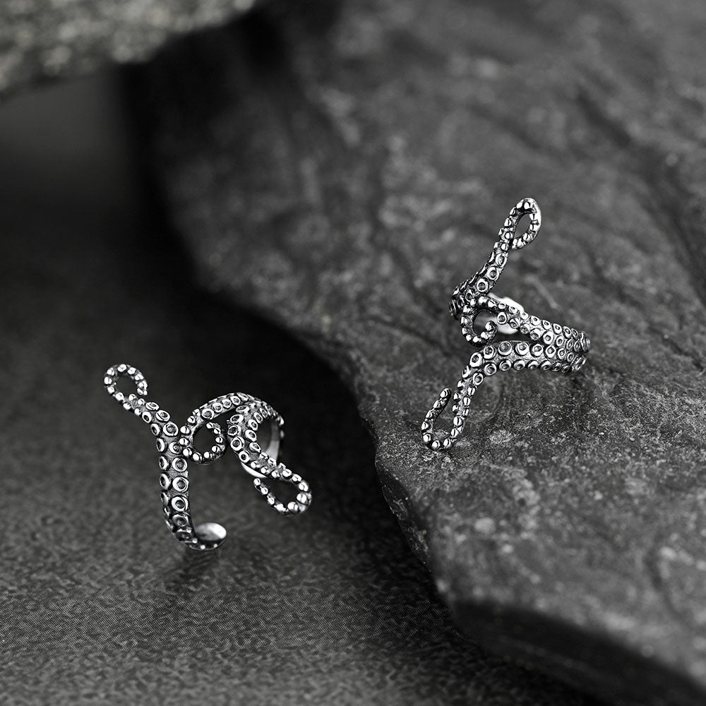 Sterling Silver Octopus Ear Cuff Earrings for