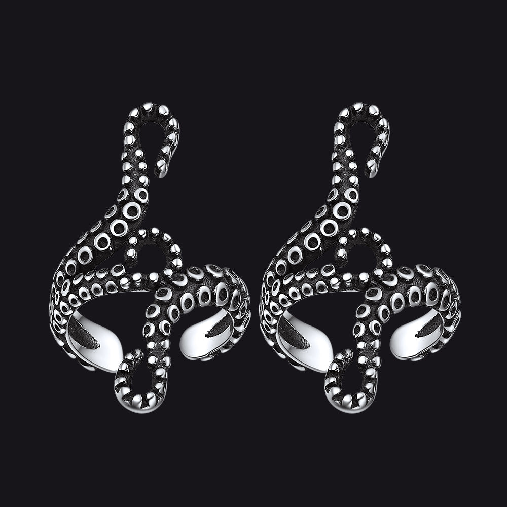 Sterling Silver Octopus Ear Cuff Earrings for