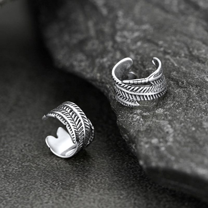 Sterling Silver Feather Ear Cuff Earrings for
