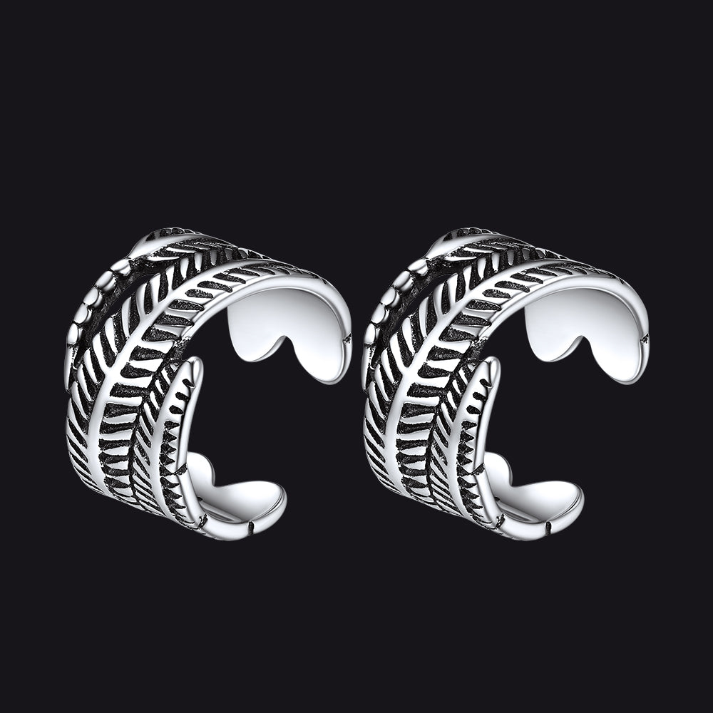 Sterling Silver Feather Ear Cuff Earrings for