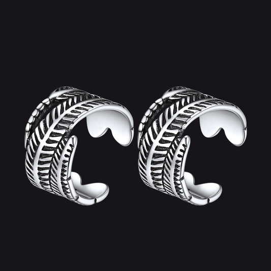 Sterling Silver Feather Ear Cuff Earrings for