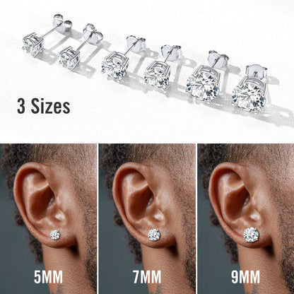 Sterling Silver Diamond Stud Earrings for
