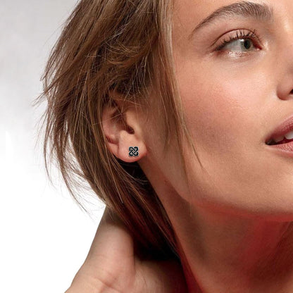 Flash Black Celtic Knot Stud Earrings for in Silver