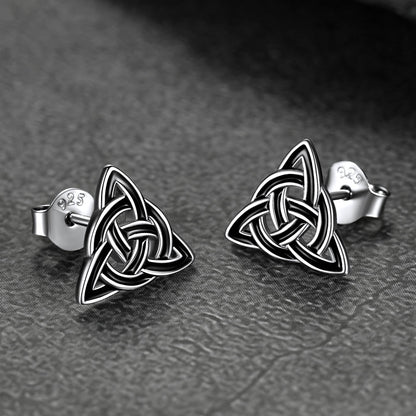 Flash S925 Black Celtic Knot Stud Earrings for