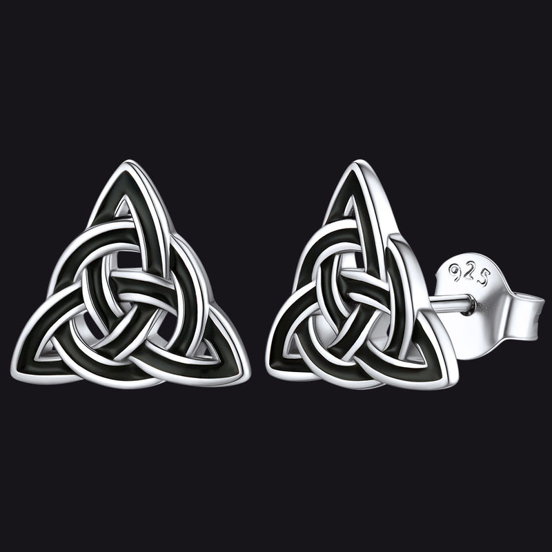 Flash S925 Black Celtic Knot Stud Earrings for
