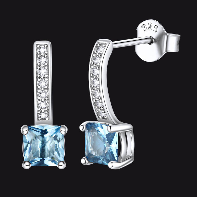 Dainty Birthstone Stud Drop Earrings for in Sterling Silver