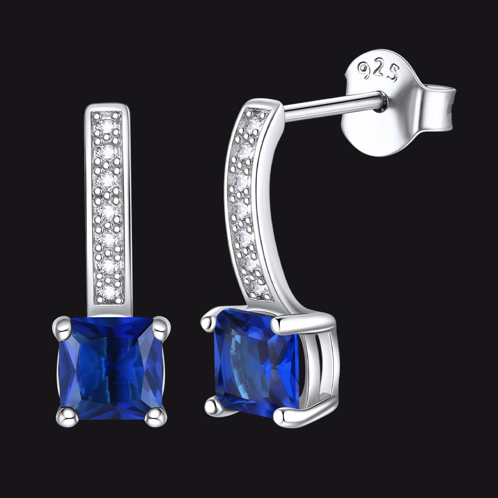 Dainty Birthstone Stud Drop Earrings for in Sterling Silver