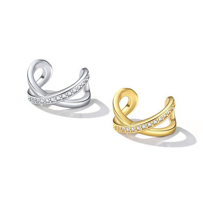 925 Sterling Silver Diamond Ear Cuff Earrings for