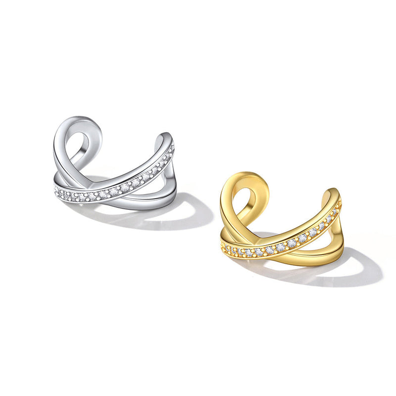 925 Sterling Silver Diamond Ear Cuff Earrings for